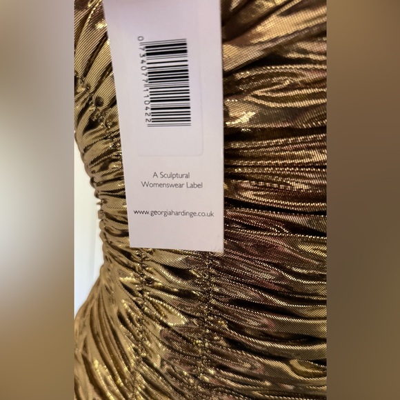 Georgia Hardinge Fossil Metallic Pleated Maxi Dress NWT Size 2 - Picture 6 of 7